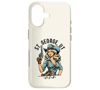 St George Utah USA Cowgirl avec Pistolet Style Western Coque pour iPhone 17