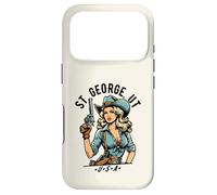 St George Utah USA Cowgirl avec Pistolet Style Western Coque pour iPhone 17 Pro