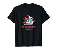 St Georges Grenade Voilier Coucher de Soleil T-Shirt Graphique avec Valeur, Homme, Noir, S