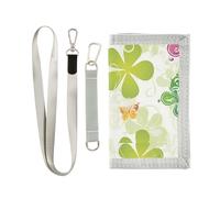 St Green Boho Butterfly Portefeuille à trois volets pour homme et femme Portefeuille tendance décontracté avec cordon billetera tarjetero para hombre, Papillon bohème vert St, 1 size