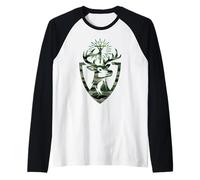 St Hubert Hubertus Patron des Chasseurs Cerf Camo Manche Raglan