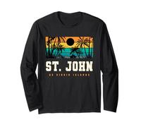 St John USVI Retro Sunset Caribbean Palm Beach Manche Longue