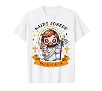 St Joseph Pray for Us Catholique Église pour Enfants T-Shirt Graphique avec Valeur