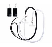 St. Leonhard 2 cordons tour de cou pour smartphone - coloris blanc & noir / métal argenté