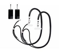 St. Leonhard 2 cordons tour de cou pour smartphone - coloris noir / métal argenté