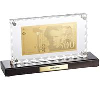 St. Leonhard Billet de 500 Francs plaqué or avec socle