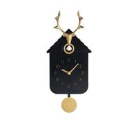 St. Leonhard Horloge à coucou en bois avec tête de cerf - noir et doré