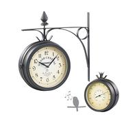 St. Leonhard Horloge de Gare rétro Double Face avec thermomètre et 12 Chants doiseaux