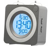 St. Leonhard : Réveil radio-piloté à sonnette design carré rétro gris G