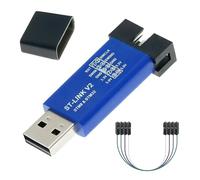 ST-Link V2 Mini Programmateur et Débogueur pour STM8 / STM32 avec Boîtier Aluminium - Compatible Arduino - Interface USB 2.0 - Brochage Imprimé + Câble et E-Book Inclus