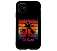 St Lucia Retro Palm Trees Sunrise Sunset Repeat Coque pour iPhone 11