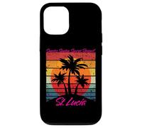 St Lucia Retro Palm Trees Sunrise Sunset Repeat Coque pour iPhone 12/12 Pro