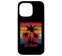 St Lucia Retro Palm Trees Sunrise Sunset Repeat Coque pour iPhone 14 Pro Max