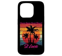St Lucia Retro Palm Trees Sunrise Sunset Repeat Coque pour iPhone 15 Pro