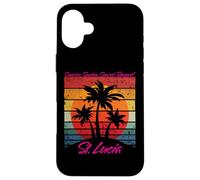 St Lucia Retro Palm Trees Sunrise Sunset Repeat Coque pour iPhone 16 Plus