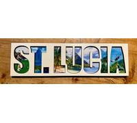 St.Lucia - Souvenir des Caraïbes, Sainte-Lucie Aimant en bois avec inscription, aimant de réfrigérateur des Caraïbes, cadeau de Sainte-Lucie, souvenir de voyage des Caraïbes - Îles occidentales 220125