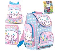 St. Majewski - Lot de 4 cartables pour garçons et filles - Sac à dos d'école pour enfants avec trousse à crayons - Sac à chaussures et carnet de devoirs - Motif Cinnamoroll