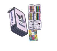 St. Majewski - Trousse à 3 compartiments - Trousse pour filles et garçons - Trousse à 3 compartiments - Trousse d'écolier et cahier de devoirs - Kuromi