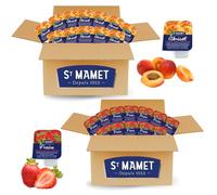 ST MAMET | 120 Barquettes de Confiture de Fraise & Abricot | Doses individuelles de 25g pour Petit-Déjeuner, Hôtellerie, Camping et Pique-Nique - Format Professionnel et Familial