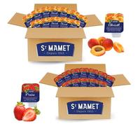 St MAMET | 120 barquettes de confiture Fraise & Abricot | Doses Individuelles 25g - Format Professionnel et Familial