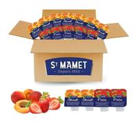 ST MAMET | 60 Barquettes de Confiture assortie Fraise & Abricot | Doses individuelles de 25 grammes