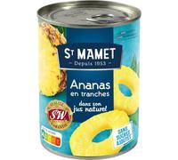ST MAMET - Ananas en Tranches au Jus d'Ananas sans Sucres Ajoutés - Sans Colorant - la boite de 345 g net égoutté - 570g - Le Lot De 5