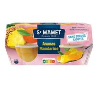 ST MAMET - Délice Fruité Ananas Mandarine Sans Sucres Ajoutés, Saveur Naturelle (Boîte 480g) - Le Lot De 4