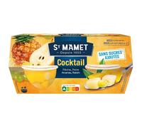 ST MAMET - Fruits au Sirop Cocktail Pêche Poire Anrais Raisin sans Sucres Ajoutés - les 4 pots de 113g - 452g - Le Lot De 5
