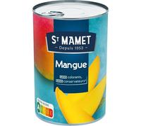 ST MAMET Fruits au Sirop Mangue en Tranches - Format Pratique 425 g - Boîte Métallique avec Ouverture Facile - Sans Colorants ni Conservateurs - Lot de 4