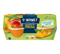 ST MAMET - Fruits au Sirop Pêche sans Sucres Ajoutés Bio - les 4 pots de 113g - 452g - Le Lot De 4