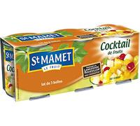 St MAMET les Vergers - Les Fruits en Morceaux - Cocktail de Fruits - Salades de Fruits Cocktail avec Son Jus Naturel 375 g