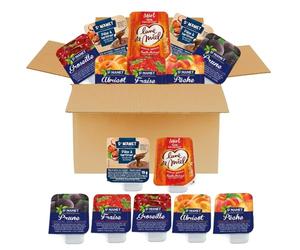 St MAMET/LUNE DE MIEL | 75 barquettes individuelles de Pâte à Tartiner, Confiture de Fraise, Pêche, Abricot, Prune et Gelée de Groseille et Miel | Pour varier les plaisirs au petit-déjeuner