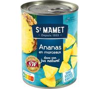 ST MAMET - Morceaux d’Ananas Sans Sucres Ajoutés, Saveur Fruité Naturelle (Boîte 345g) - Lot de 4 - vendu par Lot