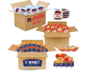 St MAMET/NUT/LUNE DE MIEL | Assortiment de 180 Barquettes de Pâte à Tartiner, Confitures Fraise & Abricot et Miel | Portions Individuelles, Idéal pour la restauration et les Airbnb