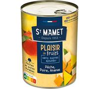 St Mamet Salade de fruits Pêche Poire Ananas sans sucres ajoutés 412g