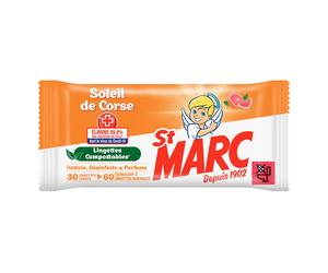 St. Marc Lingettes nettoyantes antibactériennes - Soleil de Corse - Paquet de 30 extra-larges