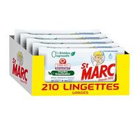 St marc Lingettes nettoyantes Désinfectantes 0% Résidus Agressifs, Compostable - 42 lingettes antibactérien larges en Lot de 5 (Total 210 lingettes)