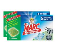 St Marc Lot de 2 Boîtes de 5 Tampons Savon Laine d'acier à Récurer Jex