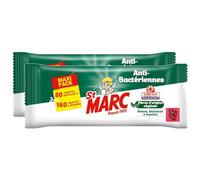 St Marc lot de 2 sachets de 80 Lingettes Nettoyantes et Désinfectantes Antibactériennes