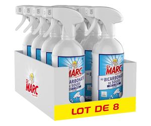 St Marc Nettoyant Ménager Spray Dégraissant au Bicarbonate de Soude lot de 8x500mL - Nettoie, Décrasse et Dégraisse