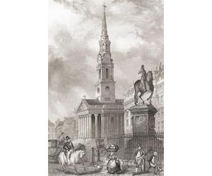 St Martin-in-the-Fields vu de Charing Cross Londres Angleterre XIXe siècle. De l'histoire de Londres : illustré par vues à Londres et Westminster publié vers 1838. Poster imprimé par Ken Welsh (30,5 x