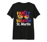 St Martin Vacances en Famille Tropical Island Beach Sunset T-Shirt Haut de Gamme