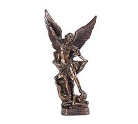 St. Michael San Miguel Arcangel Statue de Saint Michel le grand protecteur Saint Archange Michael Defeated Evil Dragon Religieux Sculpture d'ange de combat de collection Figurines catholiques