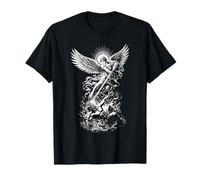 St Michael vaincre Le Diable Vintage archange Guerrier T-Shirt
