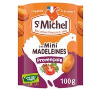 ST MICHEL - Biscuits Apéritifs Mini Madeleines à la Provençale - Sans Huile de Palme · L'Apéritif à Picorer · La Madeleine Version Provençale · Fabriqué en France - le sachet de 100g - Le Lot De 4
