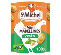 ST MICHEL Biscuits Apéritifs Mini Madeleines Pesto - Format 100g - Sans Huile de Palme - Fabriqué en France - Sachet Pratique pour Apéritif - Lot de 4