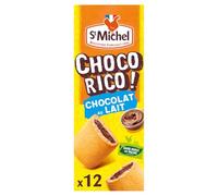 ST MICHEL Chocorico Biscuits au Chocolat au Lait - Format Familial 225g (12 unités) - Boîte Pratique Sans Huile de Palme - Goûter Sablé Fourré - Lot de 4