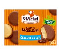 ST MICHEL - Gâteaux Galettes Moelleuses Nappées Chocolat Au Lait, Paquet de 6 Gâteaux 180g - Lot De 4