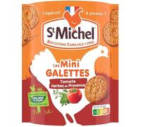 St Michel - Les Mini Galettes à la Tomate et Herbes de Provence - Gâteaux Apéro Croustillants - Farine de Blé Français - Au Sel de Guérande - 100 G