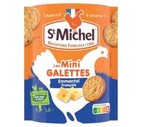 St Michel - Les Mini Galettes à l'Emmental - Gâteaux Apéro Croustillants - Farine de Blé Français - Au Sel de Guérande - 100 G